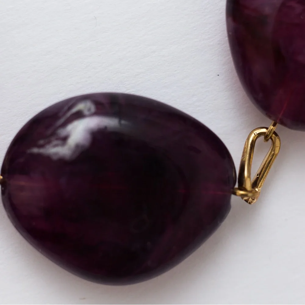 Choker length necklace with faux stone marble look chunky with gold tone Merona - Picture 8 of 11